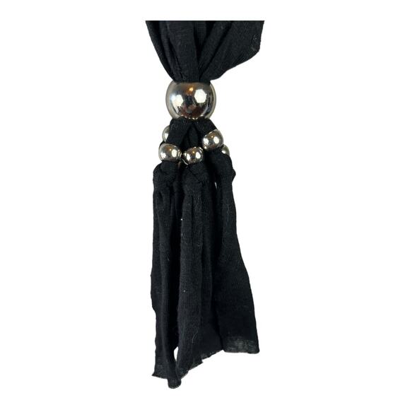 Black Scarf Neck Wrap with pendant Boho - Picture 3 of 6
